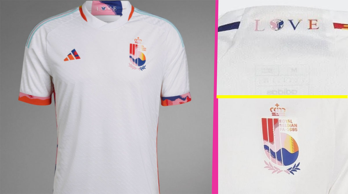 Uniforme de Bélgica para Qatar 2022 con la palabra LOVE