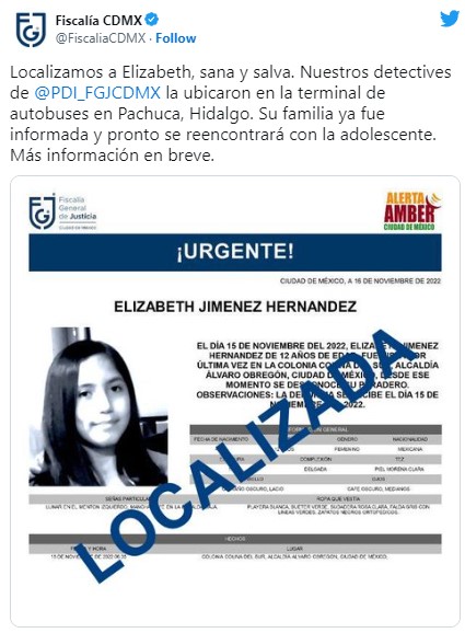 Encuentran con vida a Elizabeth Jiménez tras 4 días desaparecida