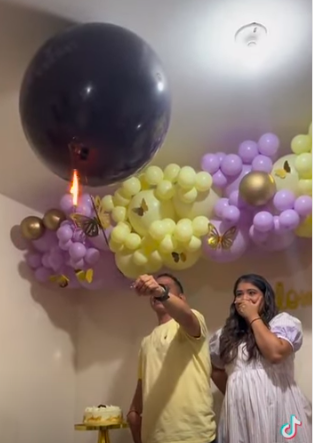 Plop: Pareja provoca explosión con un globo durante fiesta de revelación 