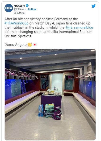 FIFA agradece a Japón por limpiar el estadio y su vestidor en Qatar 2022