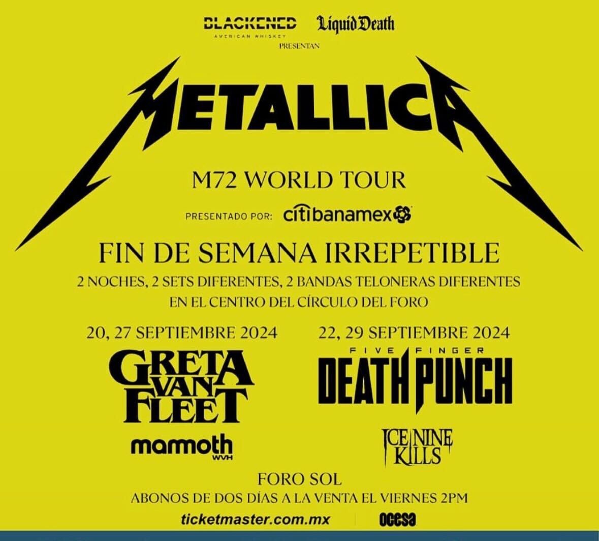 Te contamos lo que debes saber sobre los conciertos de Metallica en la CDMX