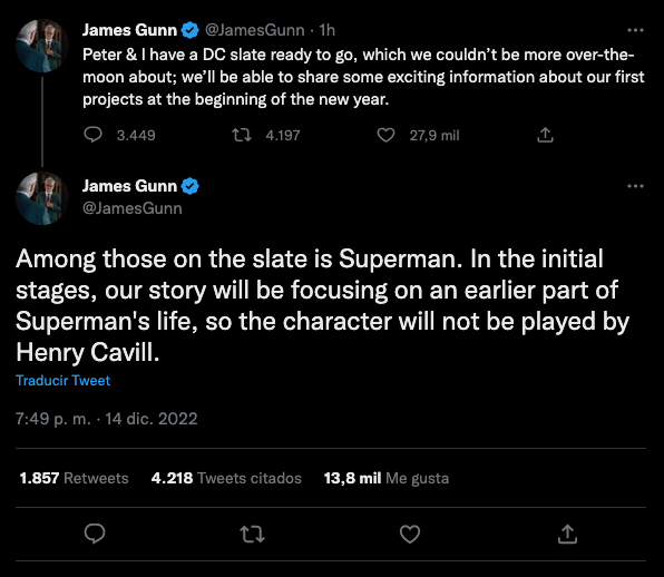 Henry Cavill no vuelve como Superman; James Gunn hará otro proyecto