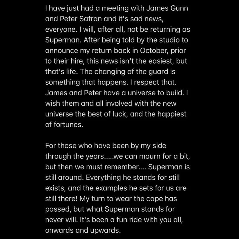 Henry Cavill no vuelve como Superman; James Gunn hará otro proyecto
