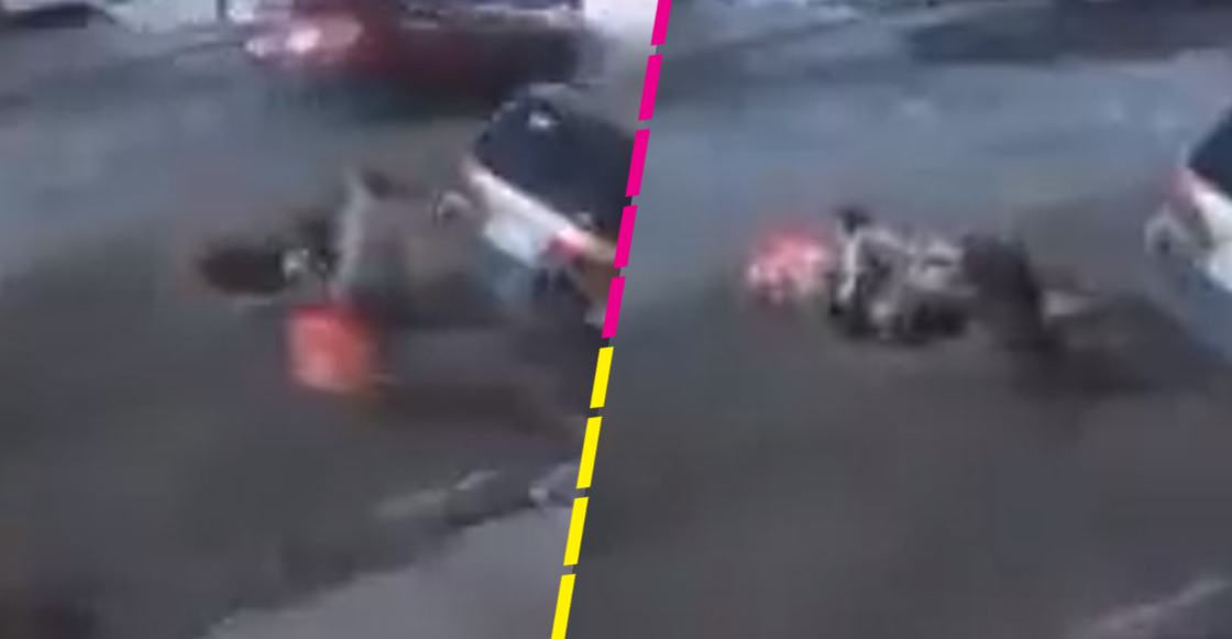 Video muestra el momento en que una mujer cae en una coladera sin tapa