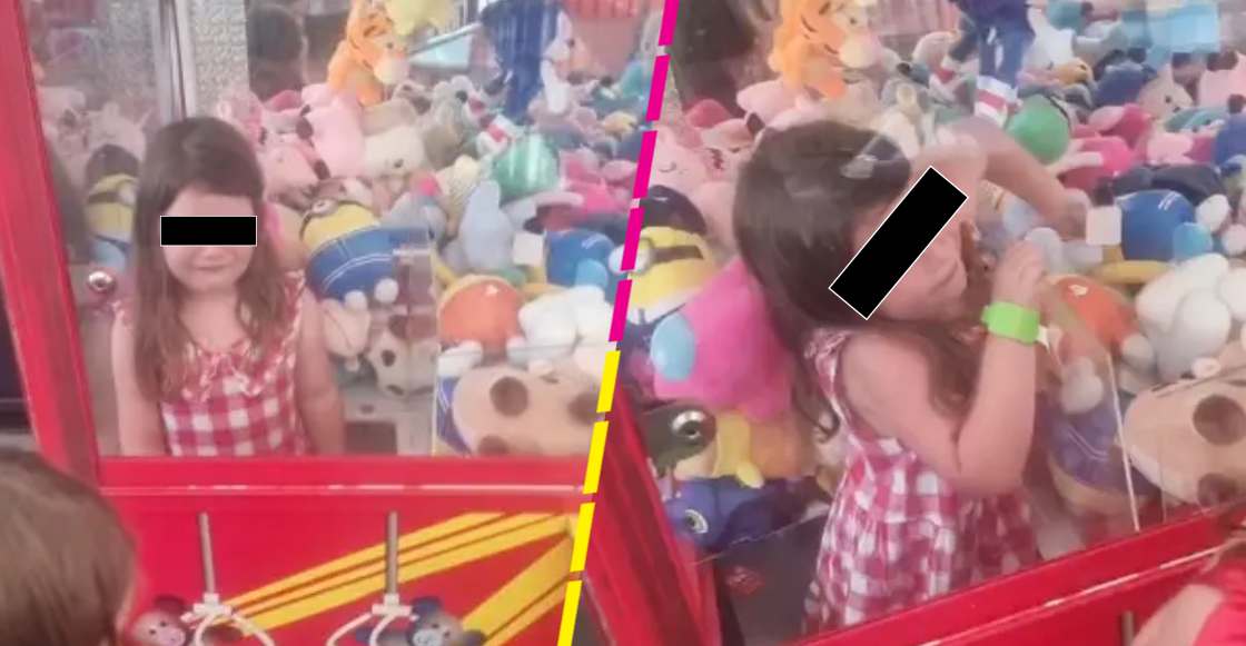 Niña queda atrapada en una máquina de peluches y se hace viral