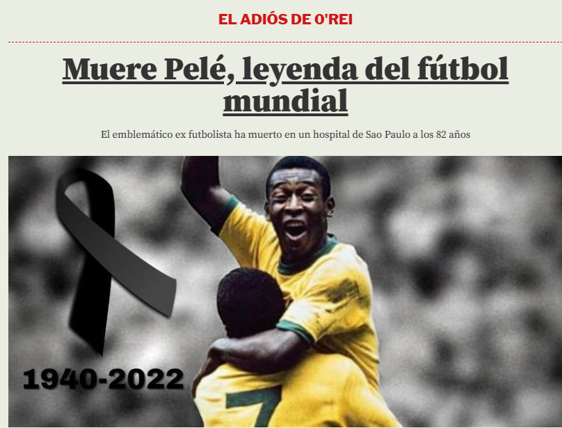 Reacciones de la prensa al fallecimiento de Pelé