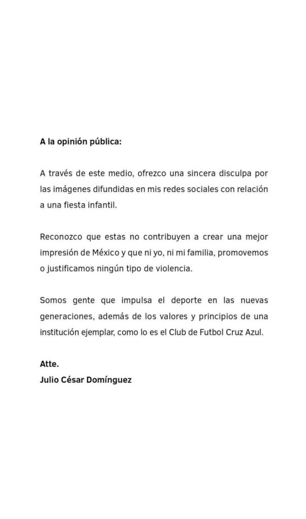 La contradictoria disculpa del 'Cata' Domínguez por la fiesta infantil temática del 'Chapo'