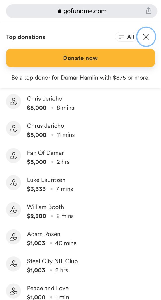 Chris Jericho donación a Damar Hamlin