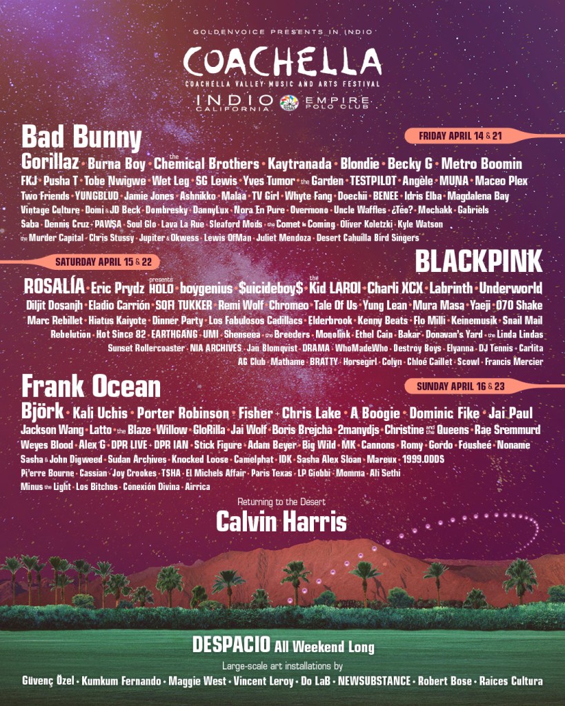 Bad Bunny, Frank Ocean, Bratty, y Gorillaz en el cartel de Coachella 2023
