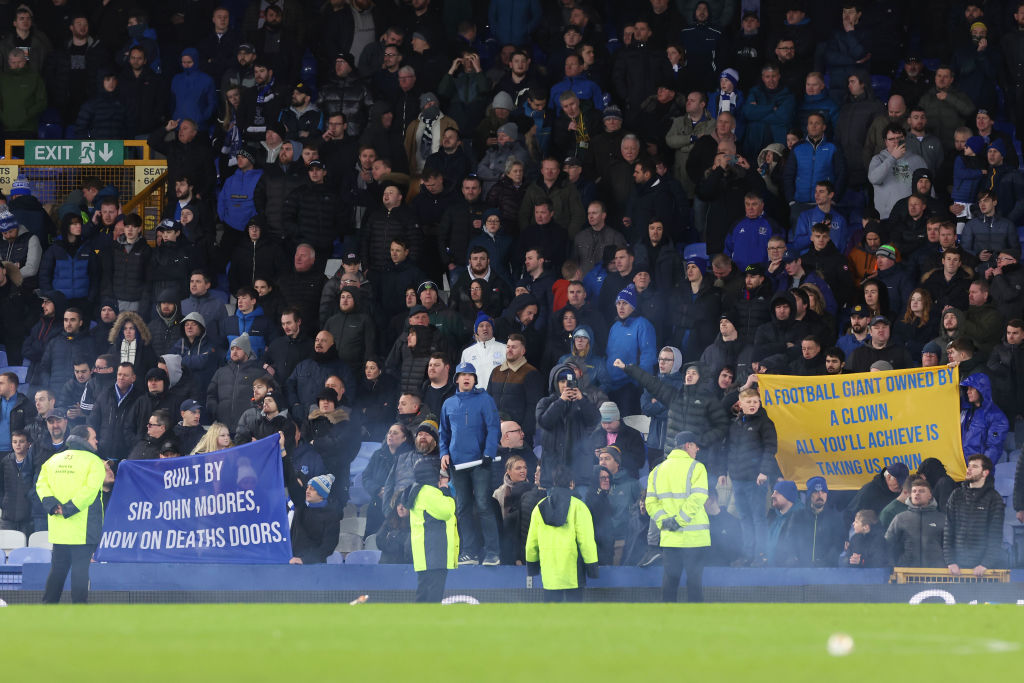 Las protestas de los aficionados del Everton en Goodison PArk
