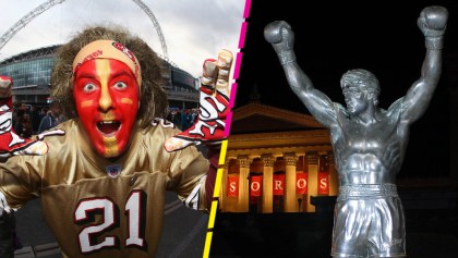 Fans de los 49ers trollean a Eagles metiéndose con la estatua de Rocky Balboa en Philadelphia