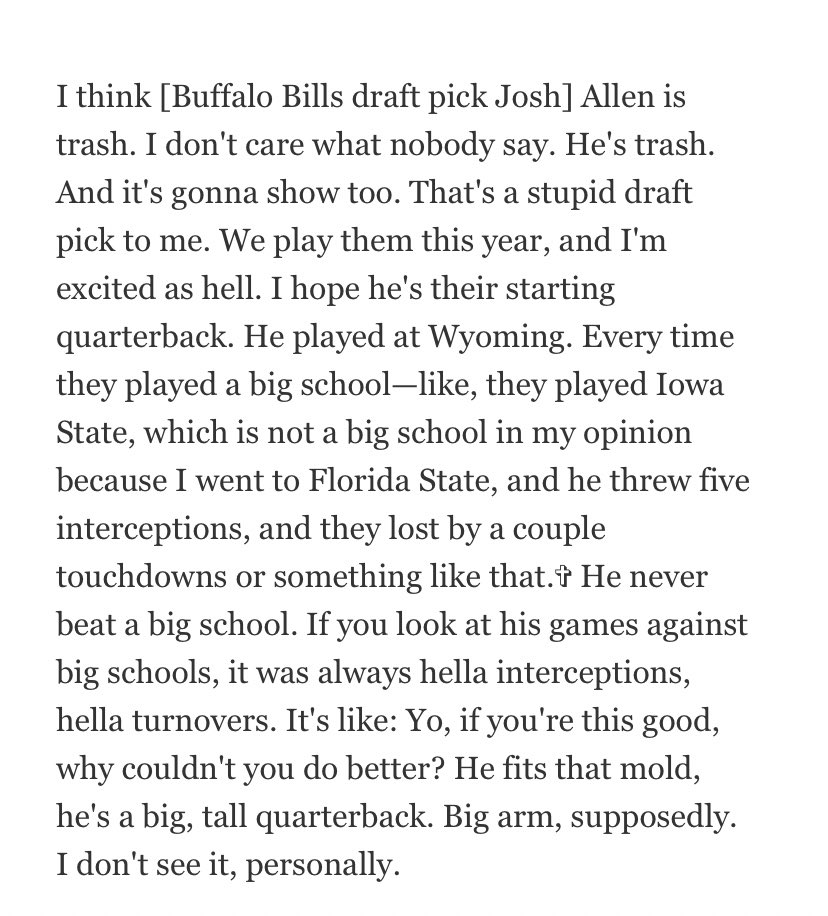 Jalen Ramsey comentarios sobre Josh Allen