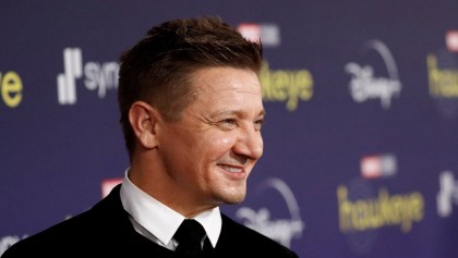 FILE PHOTO: Actor Jeremy Renner poses for a picture during the premiere of the television series Hawkeye at El Capitan theatre in Los Angeles, California, U.S. November, 17, 2021.