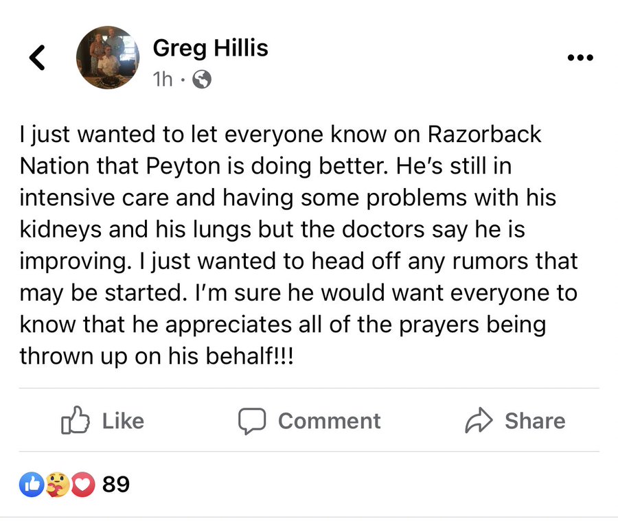 Mensaje del tío de Peyton Hillis
