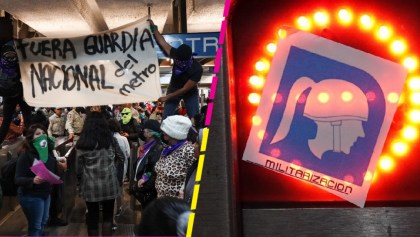 Mujeres protestan en Bellas Artes contra la presencia de la Guardia Nacional en el Metro