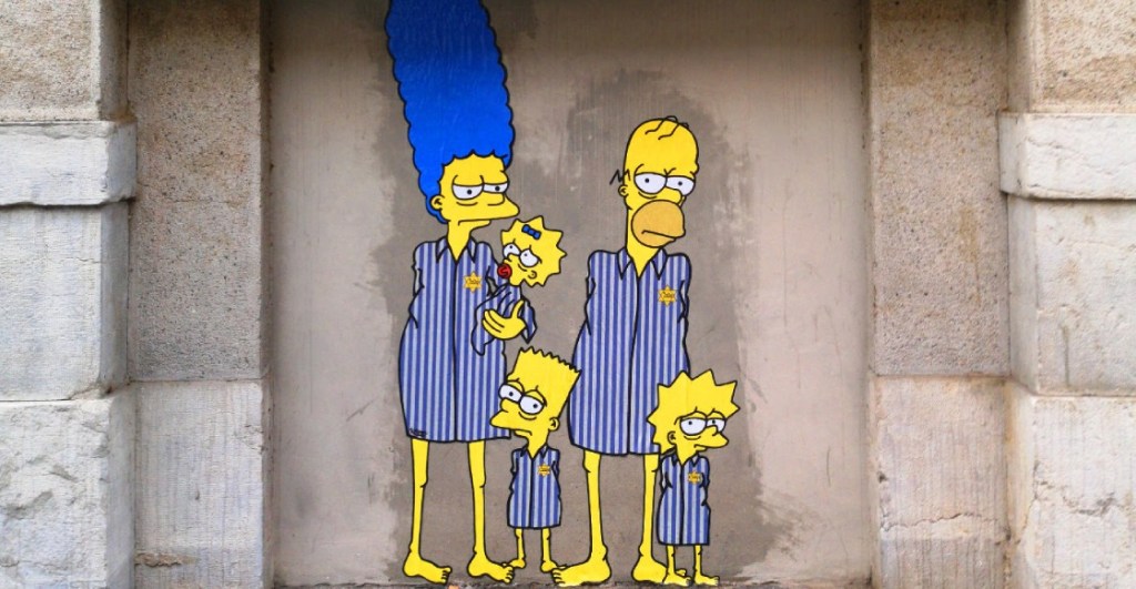 Los murales que muestran a Los Simpson como víctimas del Holocausto