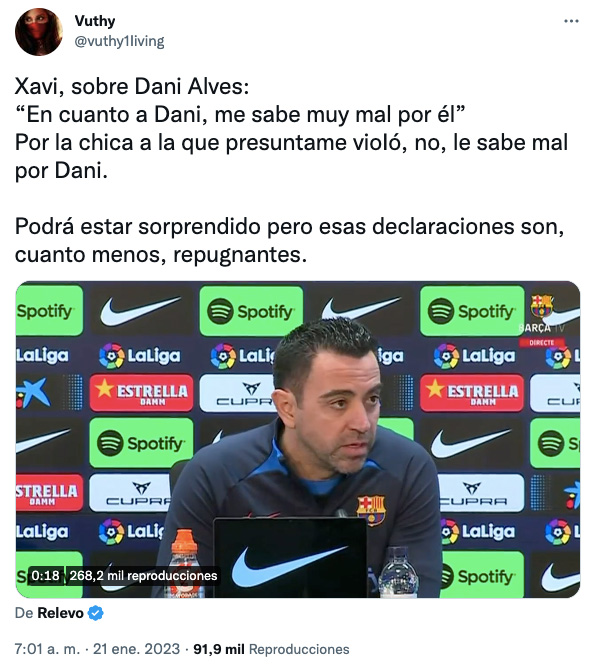 críticas Xavi Barcelona Dani Alves