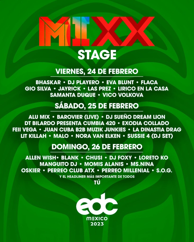 Lineup MIXX Stage EDC México 2023