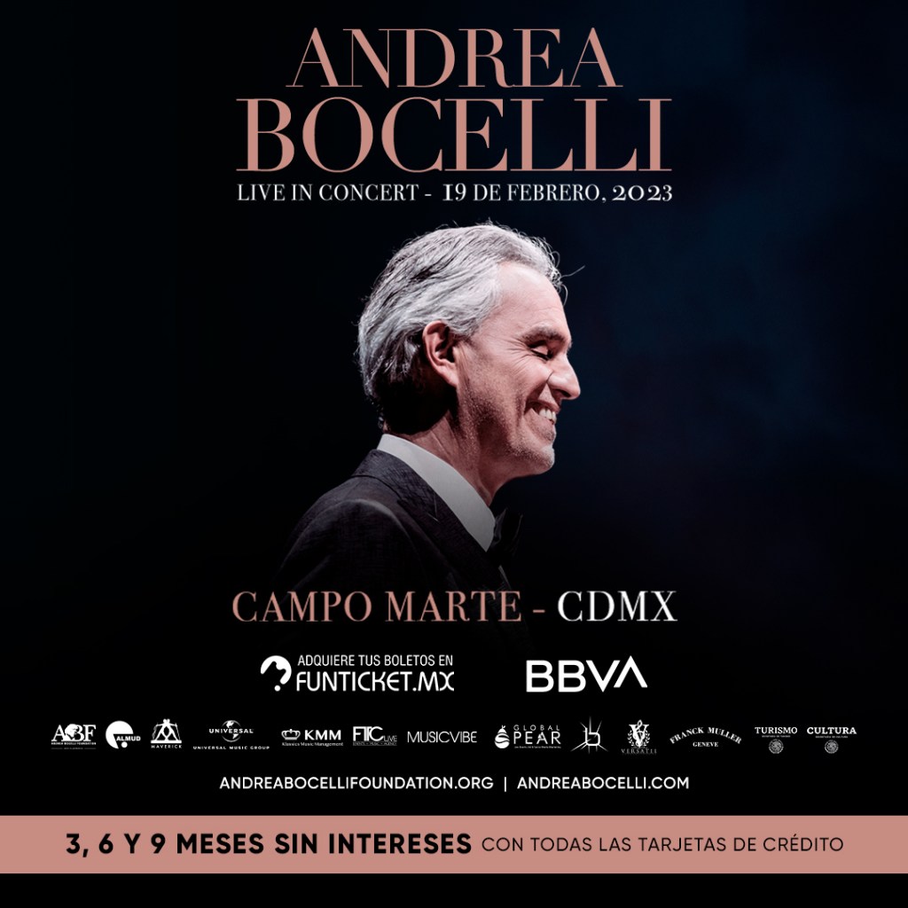 Ya llegó la boletiza para que lleves a tus papás a ver a Andrea Bocelli en el Campo Marte 