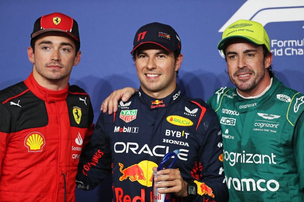 Charles Leclerc, Checo Pérez y Fernando Alonso Arabia