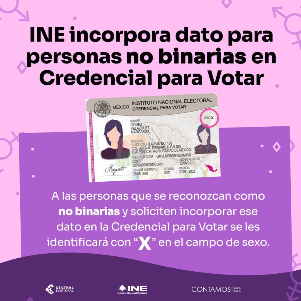 El INE aprobó reconocer el género no binario en las credenciales de elector