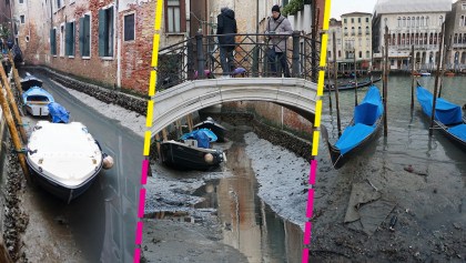Se secan los canales de Venecia y temen una nueva sequía en Italia.