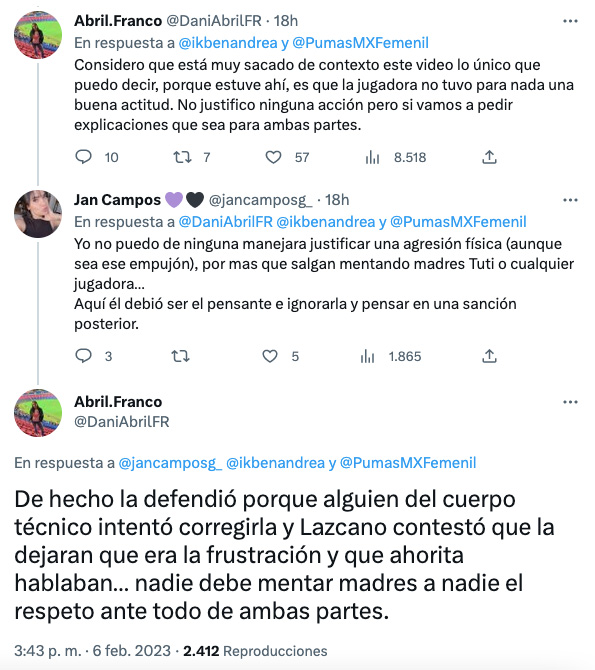 ¿Qué pasó? La polémica en Pumas Femenil por el empujón del DT Jhonathan Lazcano a Natalia Macías