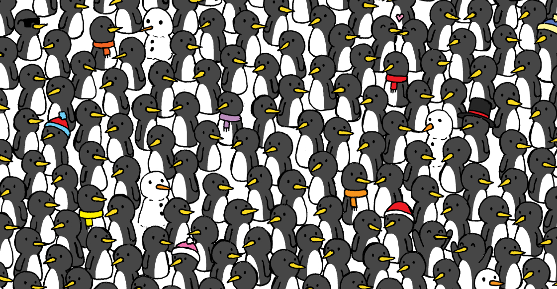 ¿Puedes encontrar a los 3 gatitos entre los pingüinos en este reto visual?
