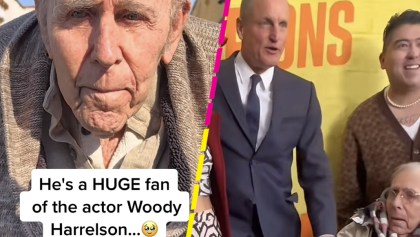 Checa la reacción de un abuelito de 98 años al conocer a Woody Harrelson