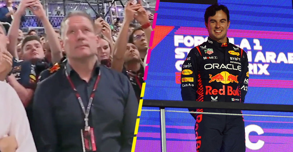 La emoción de Checo durante el himno de México y la molestia del papá de Verstappen