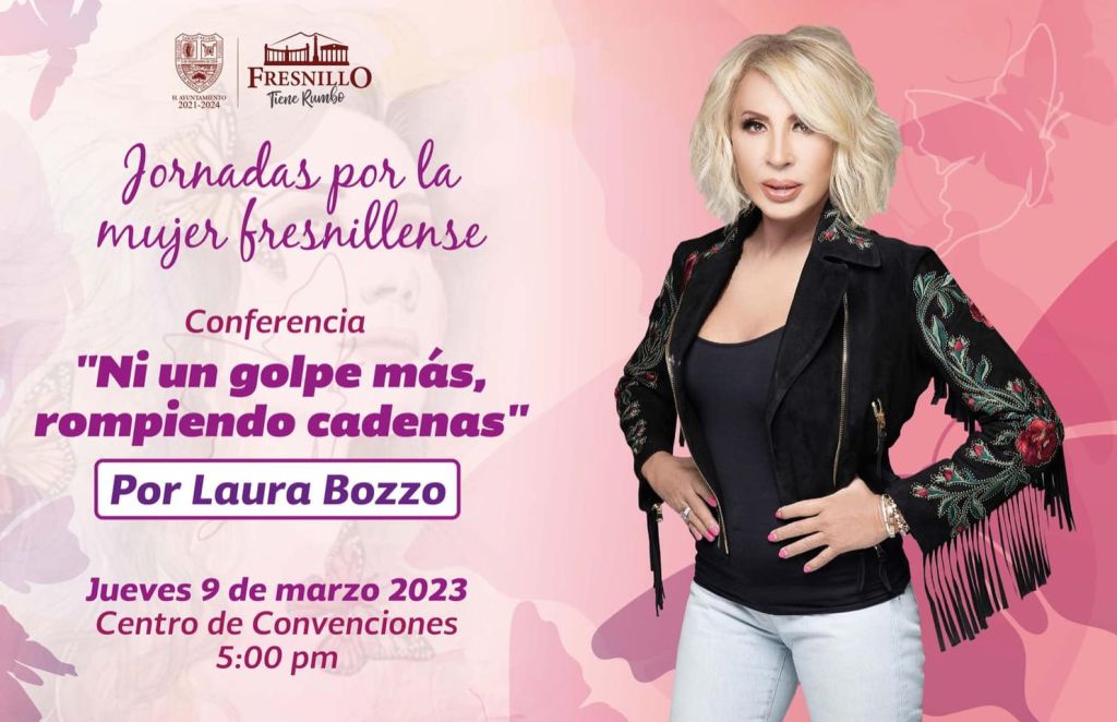 Invitación del ayuntamiento de Fresnillo para una conferencia de Laura Bozzo