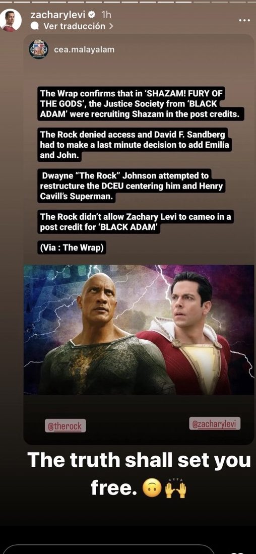 Dwayne Johnson Zachary Levi cameos prohibidos Black Adam Shazam
