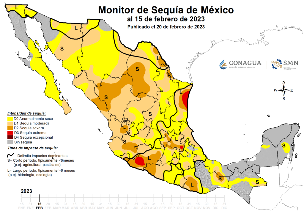El monitor de sequía de la Conagua
