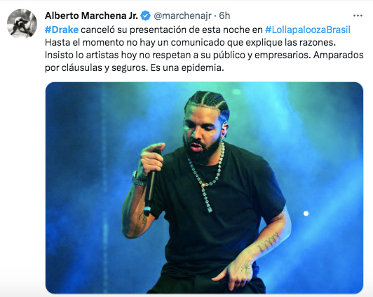 Las criticas a Drake más allá de lo ocurrido con Lollapalooza Brasil 2023 