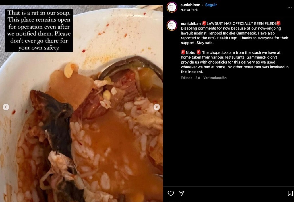 Pareja halla una rata muerta en su sopa; demandan a restaurante
