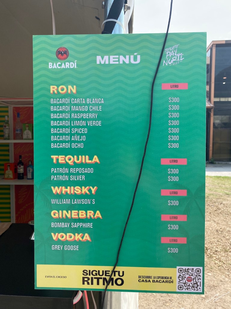 Precio de bebidas alcohólicas en Tecate Pal Norte 2023