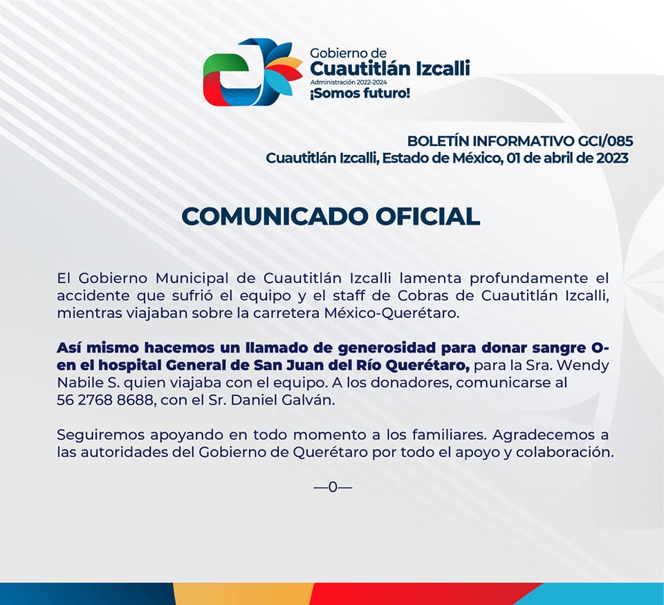 El gobierno de Cuautitlán Izcalli pidió ayuda para donar sangre