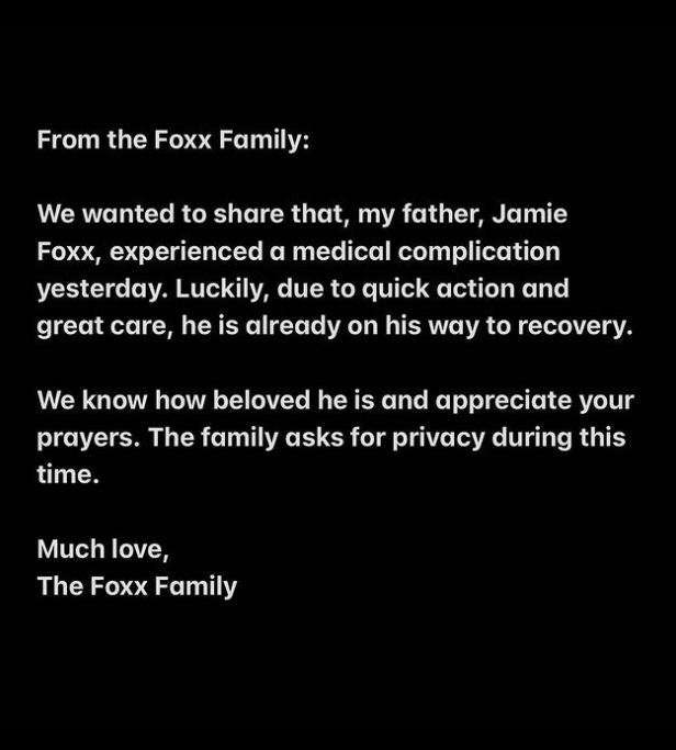 Jamie Foxx es hospitalizado
