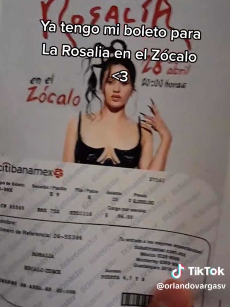 Joven presume que "compró" un boleto para el concierto de Rosalía en el Zócalo (que es gratis)