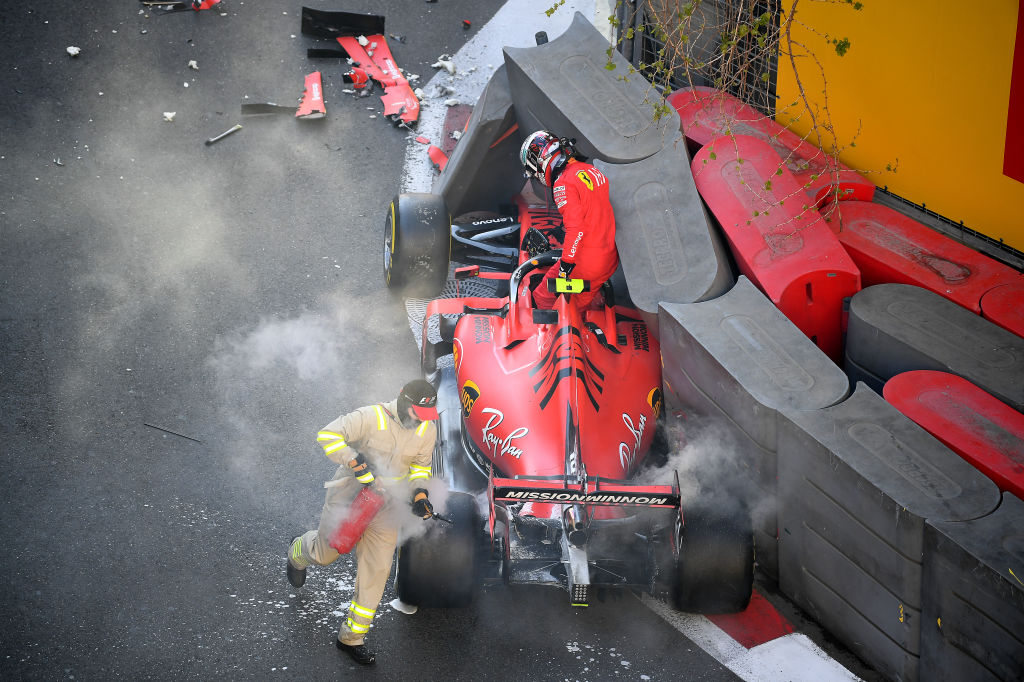 Leclerc dejó su Ferrari en la curva 8 en 2019