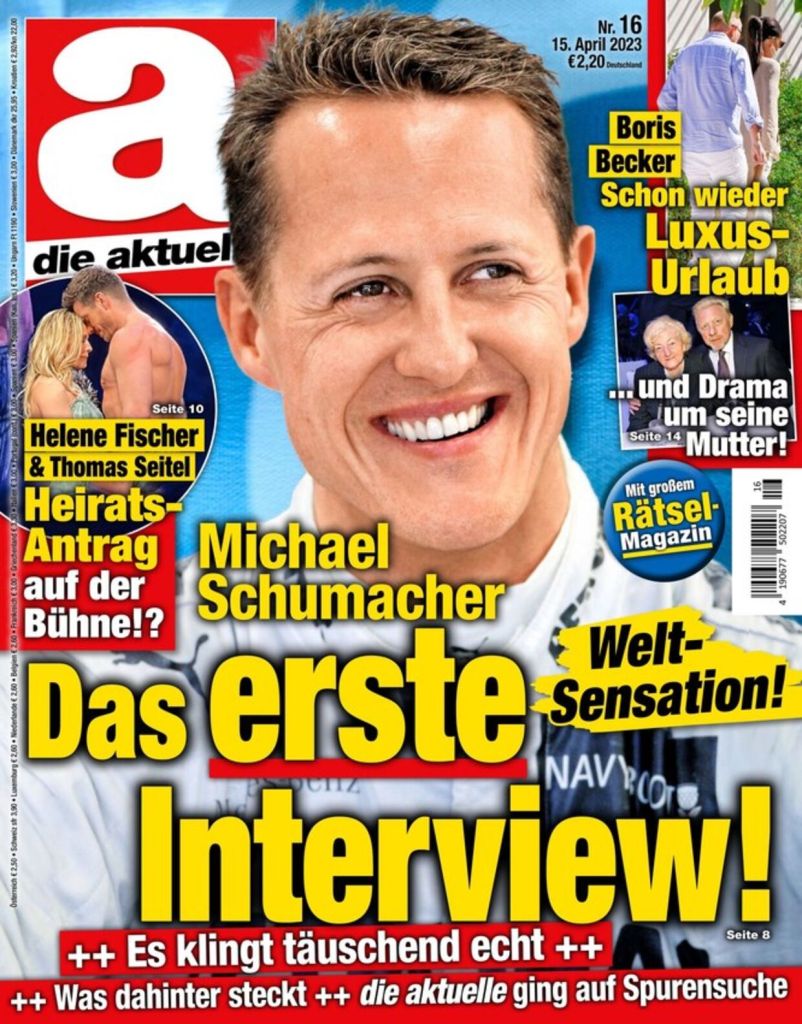 Esta es la portada de la revista que "entrevistó" a Schumacher