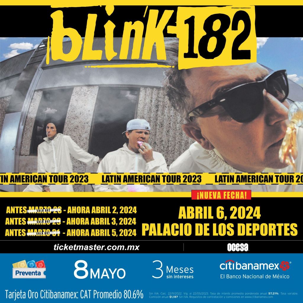 Blink-182 anuncia las nuevas fechas para sus conciertos en la CDMX (y un show más)