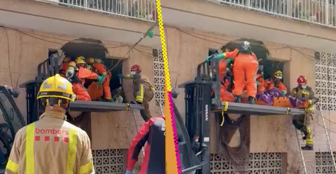 Hombre quedó atrapado bajo basura en Barcelona.