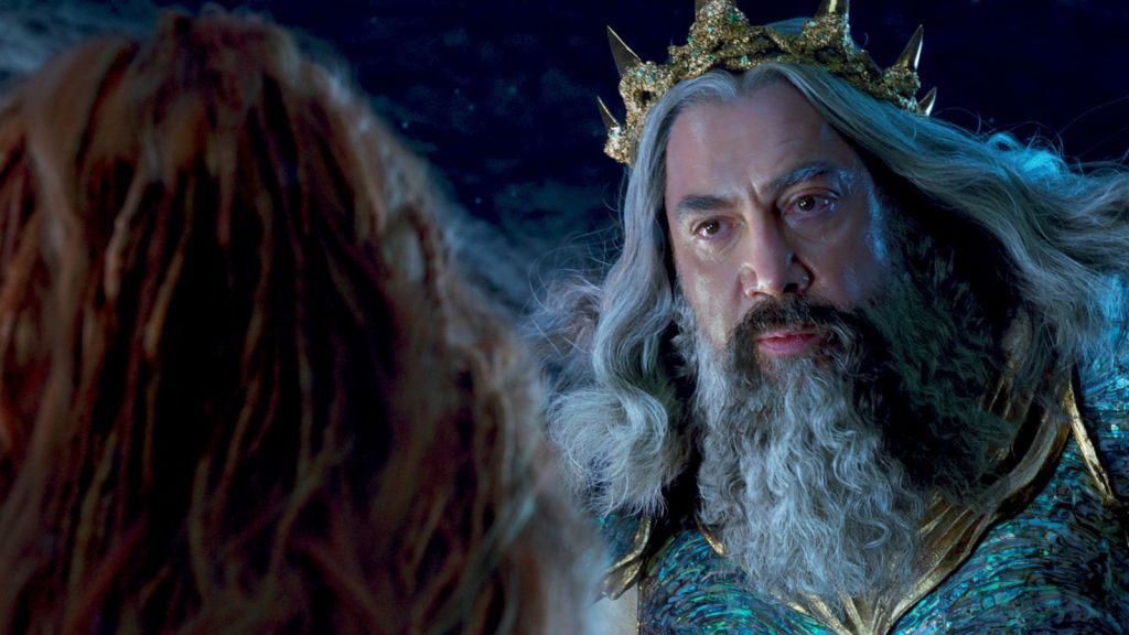 Javier Bardem como el rey Tritón en el live action de 'La sirenita'