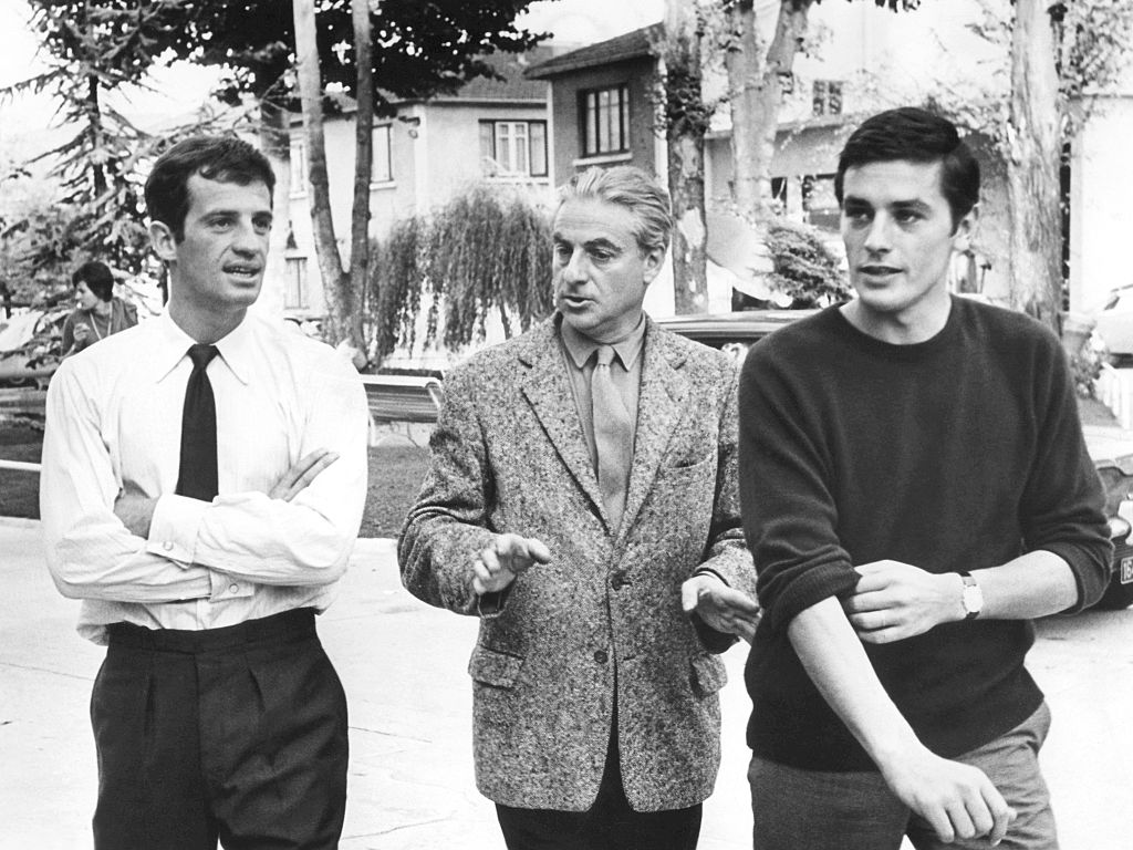 El director René Clément (en medio) junto a los actores Alain Delon y Jean-Paul Belmondo