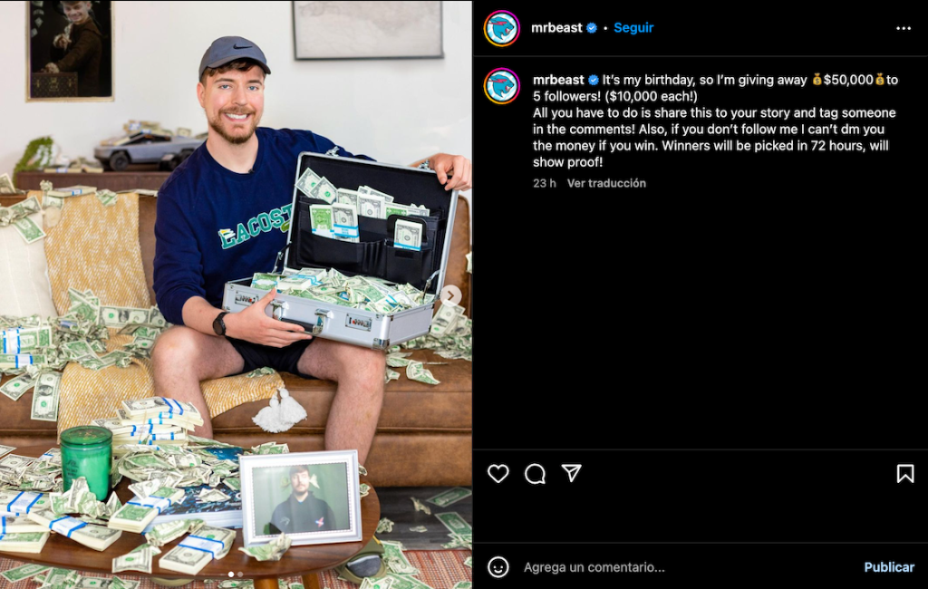 Fortuna de Mr Beast dinero del r de 25 años, Instagram, Sorteo, Video, NNAV, VR, VIDEOS