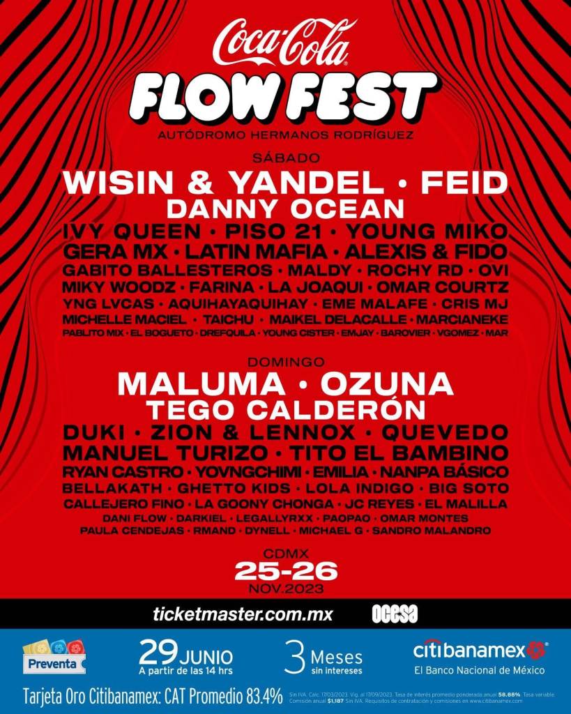 cartel line up del coca cola flow fest 2023