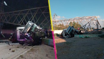 Choque de tráiler con torre eléctrica provoca cierre en carretera Texcoco-Lechería