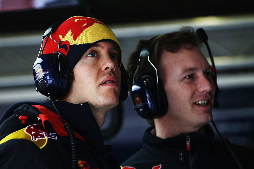 Christian Horner, con Sebastian Vettel