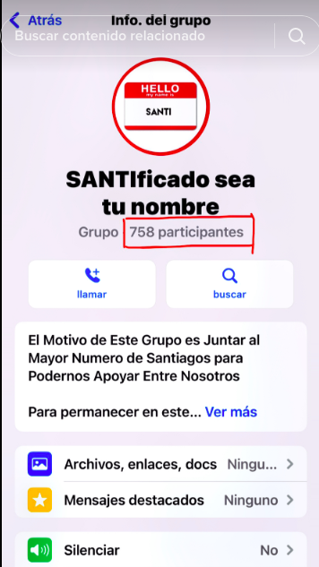 grupo de WhatsApp de Santis 